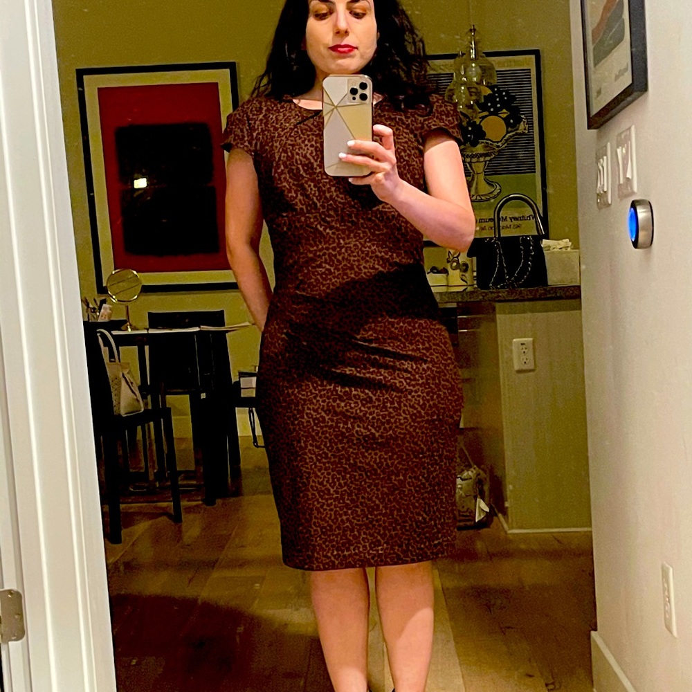 Suede cheetah print dress, Bebe brand.